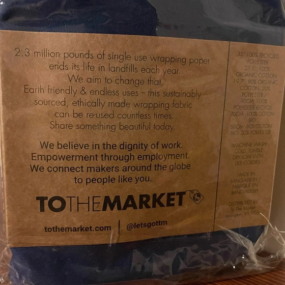 NWT To the Market Gift Wrapping Clothes Pink Navy Turquoise Sustainable Eco - Picture 5 of 8